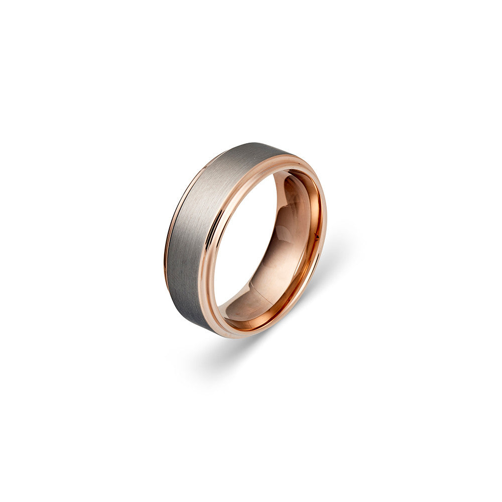 Ice Jewellery Tungsten Steel infinity Men's Ring With Rose Gold Edging - TSR69 | Ice Jewellery Australia