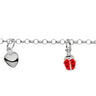 Ice Jewellery Tiny Treasures Sterling Silver Lady-Bird & Heart Charm Bracelet - TTBR10 | Ice Jewellery Australia