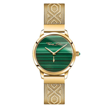 THOMAS SABO Malachite Dial Yellow IP Embossed Watch - WA0365-264-211-33 mm | Ice Jewellery Australia