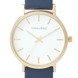 Tony + Will Classic White/Navy Watch - TWT000FL-G/WHT/NAVY | Ice Jewellery Australia