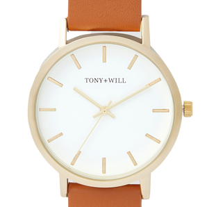 Tony + Will Classic White/Tan Watch - TWT000FL-G/WHT/TAN | Ice Jewellery Australia