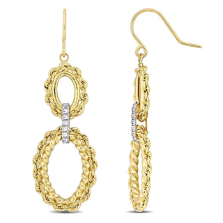 Ice Jewellery Tiered Hoop Dangle Hook Earrings in 14k Yellow Gold with White Gold Accents | Ice Jewellery Australia
