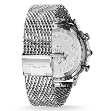 THOMAS SABO Steel Mesh Blace Dial Chronograph Watch - WA0245-201-203-42 mm | Ice Jewellery Australia