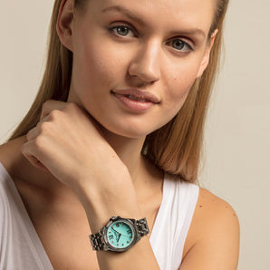 THOMAS SABO Spirit Divine Steel Turquoise Cubic Zirconia Watch - WA0317-201-215-33 mm | Ice Jewellery Australia