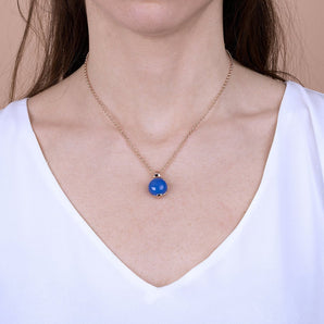 Bronzallure Alba 14mm Blue Chalcedony Necklace 47cm - WSBZ00437.BC | Ice Jewellery Australia