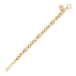 Bronzallure Golden Alternating Links Victoria Yellow Gold Bracelet - WSBZ00519Y.WY | Ice Jewellery Australia