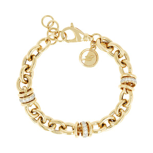 Bronzallure Golden Alternating Links Victoria Yellow Gold Bracelet - WSBZ00519Y.WY | Ice Jewellery Australia