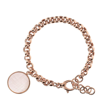 Bronzallure Disc Pendant & Rola Chain Rose Gold Bracelet - WSBZ00856.PM | Ice Jewellery Australia