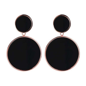 Bronzallure Alba Black Onyx Dble Disc Earrings - WSBZ00938.BO | Ice Jewellery Australia