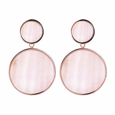 Bronzallure Stone Double Disc Drop Rose Gold Earrings - WSBZ00938.PM | Ice Jewellery Australia