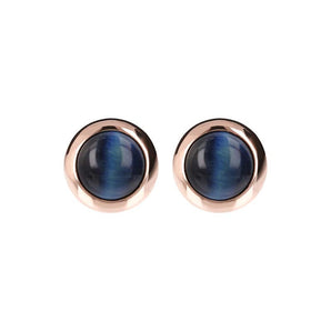 Bronzallure Cabochon Blue Tiger Eye Stud Earrings - WSBZ01279.BTG | Ice Jewellery Australia