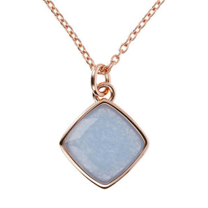 Bronzallure Squared Light Blue Quartz Necklace 76.2cm - WSBZ01418.LBQ | Ice Jewellery Australia