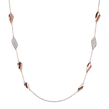 Bronzallure Scattered Leaf Cubic Zirconia Necklace 91.4cm - WSBZ01476.W | Ice Jewellery Australia