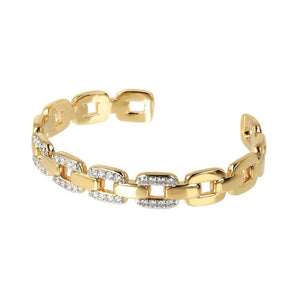 Bronzallure Golden Cubic Zirconia Link Bangle - WSBZ01478Y.W | Ice Jewellery Australia