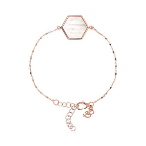 Bronzallure Cube Chain White Moonstone Bracelet with Hexagon - WSBZ01888.WM | Ice Jewellery Australia