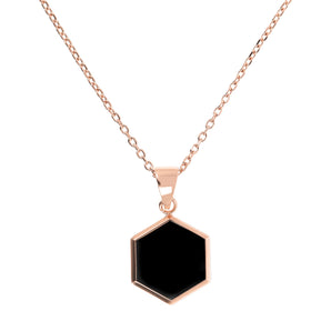 Bronzallure Black Onxy Small Hexagon Pendant Necklace - WSBZ01897.BO | Ice Jewellery Australia