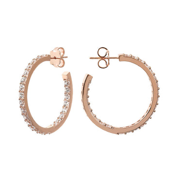 Bronzallure Cubic Zirconia Half Rose Gold Hoop Earring - WSBZ01935.W | Ice Jewellery Australia