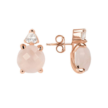 Bronzallure Felicia CZ Button Rose Gold Earrings - WSBZ02015.RQ | Ice Jewellery Australia
