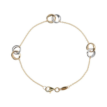 Ice Jewellery 9K Yellow Gold 2-Tone Double Ring Bracelet 19cm - WSGD90009.BIC | Ice Jewellery Australia