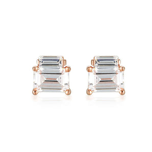 Georgini Emilio Rose Gold Double Baguette Earrings - IE849RG | Ice Jewellery Australia