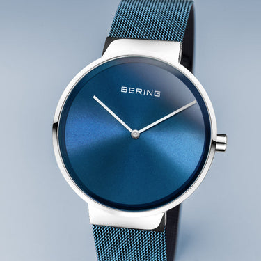 Bering Classic Polished Silver Ice Blue Watch
