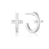 Georgini Spiritus Cross Hoop Earring - Silver - IE839W | Ice Jewellery Australia