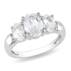 Ice Jewellery 3 1/2 Carat Oval Created White Sapphire 3 Stone Ring in Sterling Silver - 7500696757 | Ice Jewellery Australia
