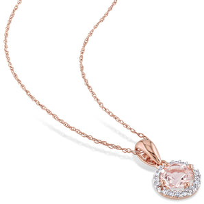 Ice Jewellery 4/5 Carat Morganite and Diamond 10K Rose Gold Pendant with Chain - 7500701031 | Ice Jewellery Australia