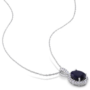 Ice Jewellery 2 7/8 Carat Sapphire and Diamond Pendant 14K White Gold - 7500698706 | Ice Jewellery Australia