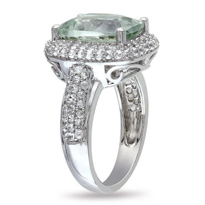 Ice Jewellery White Sapphire & Green Amethyst Ring Sterling Silver - 7500702915 | Ice Jewellery Australia
