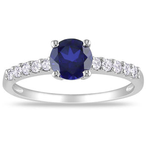 Ice Jewellery 1/4 Carat Diamond & Sapphire Ring in 10K White Gold - 7500699826 | Ice Jewellery Australia