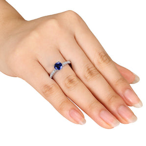 Ice Jewellery 1/4 Carat Diamond & Sapphire Ring in 10K White Gold - 7500699826 | Ice Jewellery Australia