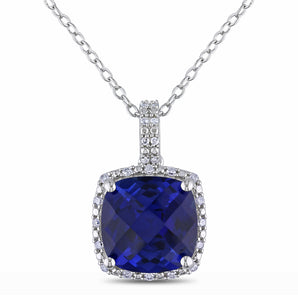 Ice Jewellery 5 3/4 Carat Created Sapphire and Diamond Pendant with Chain - 7500702632 | Ice Jewellery Australia