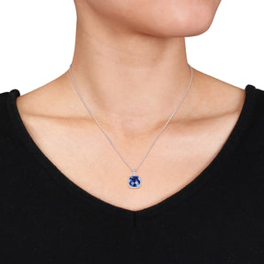 Ice Jewellery 5 3/4 Carat Created Sapphire and Diamond Pendant with Chain - 7500702632 | Ice Jewellery Australia
