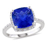 Ice Jewellery 5 3/4 Carat Created Sapphire & 1/10 Carat Diamond Ring in Sterling Silver - 7500719722 | Ice Jewellery Australia