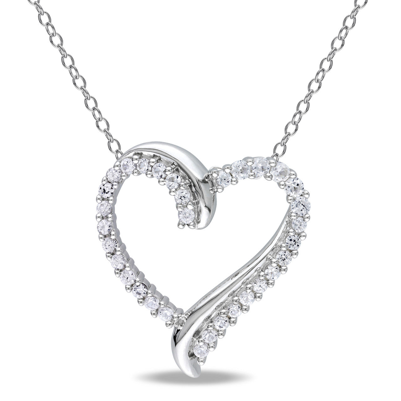 Ice Jewellery 3/4 Carat Created White Sapphire Heart Pendant in Sterling Silver - 7500080475 | Ice Jewellery Australia