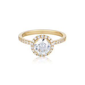 Georgini Gold Round Brilliant Cut 1.25Ct Halo Engagement Ring In Gold -  Gr006G | Ice Jewellery Australia