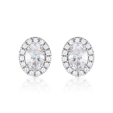 Georgini Oval Halo Silver Stud - IE819W | Ice Jewellery Australia