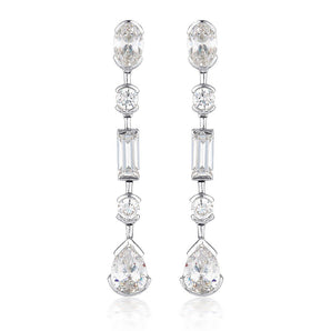 Georgini Mosaic Long Drop Silver Earrings - IE826 | Ice Jewellery Australia