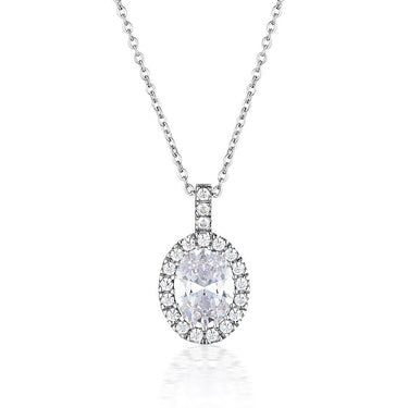 Georgini Oval Halo Silver Pendant - IP739W | Ice Jewellery Australia