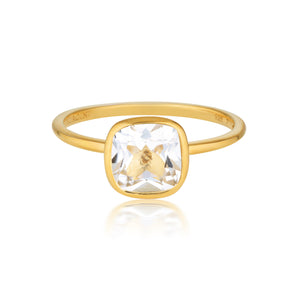 Georgini Doros White Topaz Gold Ring -  IR463G | Ice Jewellery Australia