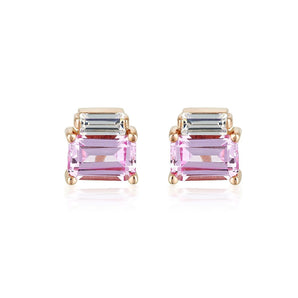 Georgini Emilio Pink Sapphire Double Baguette Earrings - IE849P | Ice Jewellery Australia