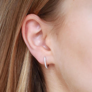 Ice Jewellery Huggie Earrings with 0.15ct Diamonds in 9K White Gold | Ice Jewellery Australia