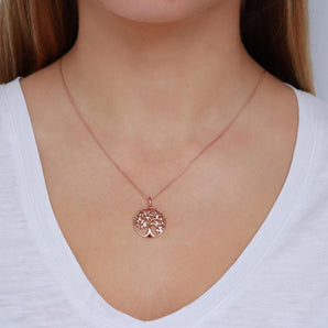 Ice Jewellery Tree of Life Pendant with 0.05ct Diamonds in 9K Rose Gold | Ice Jewellery Australia