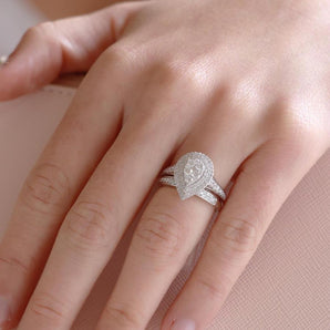 Ice Jewellery Engagement & Wedding Ring Set with 1ct Diamonds in 18K White Gold -  IGR-31199-W | Ice Jewellery Australia