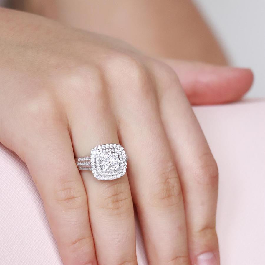Ice Jewellery Cluster Ring with 1ct Diamonds in 18K White Gold -  IGR-35796-W | Ice Jewellery Australia