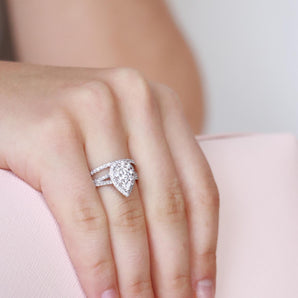 Ice Jewellery Pear Ring Set with 1ct Diamonds in 18K White Gold -  IGR-36983-100-W | Ice Jewellery Australia