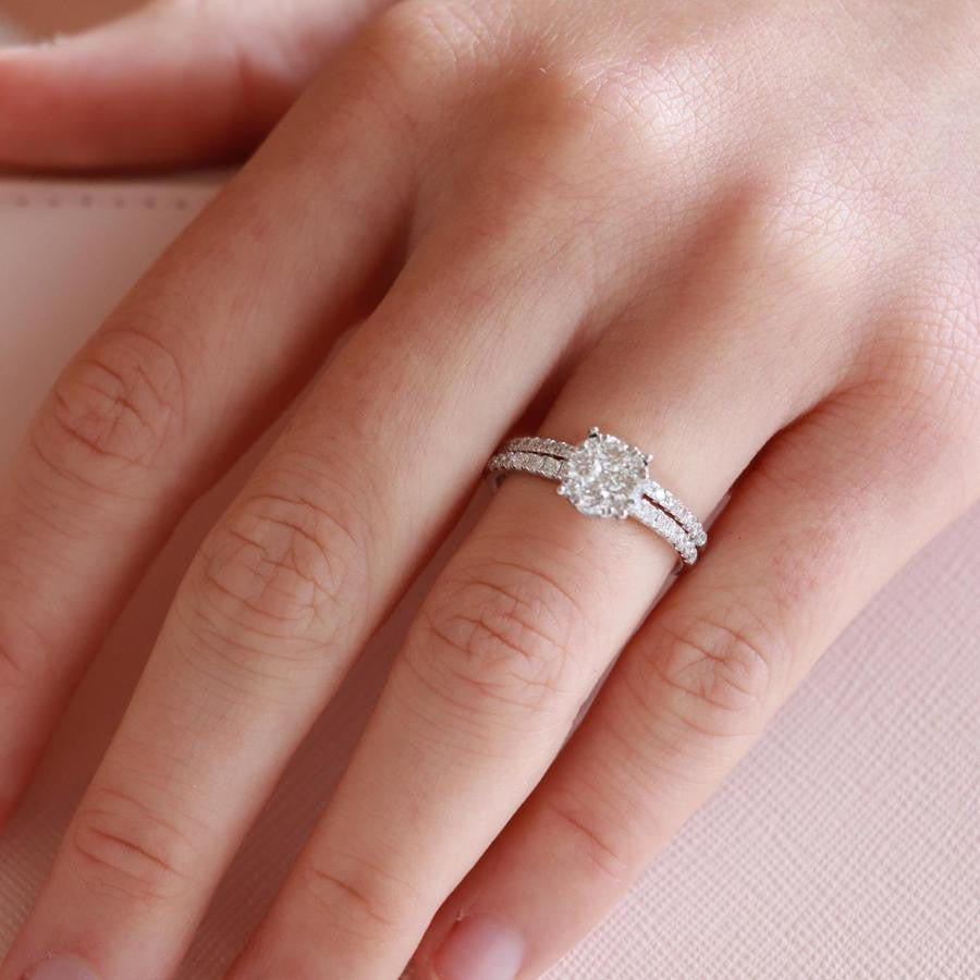 Dainty wedding deals ring sets