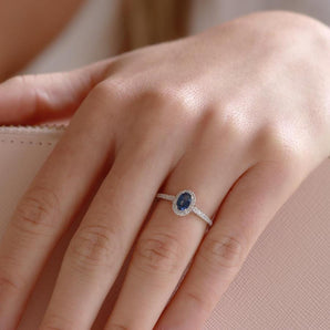 Ice Jewellery Sapphire Ring with 0.15ct Diamonds in 9K White Gold -  R-40764BS-015-W | Ice Jewellery Australia