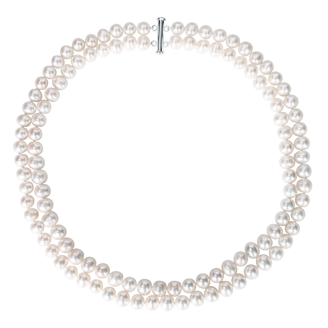 Ice Jewellery 9-10mm Double-Strand Freshwater Pearl Necklace with Sterling Silver Clasp - 7500695187 | Ice Jewellery Australia